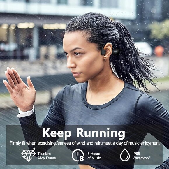 Open-Ear Bone Conduction Headphones IP68 Waterproof Sport Bluetooth 5.4 MP3 - Picture 5 of 8
